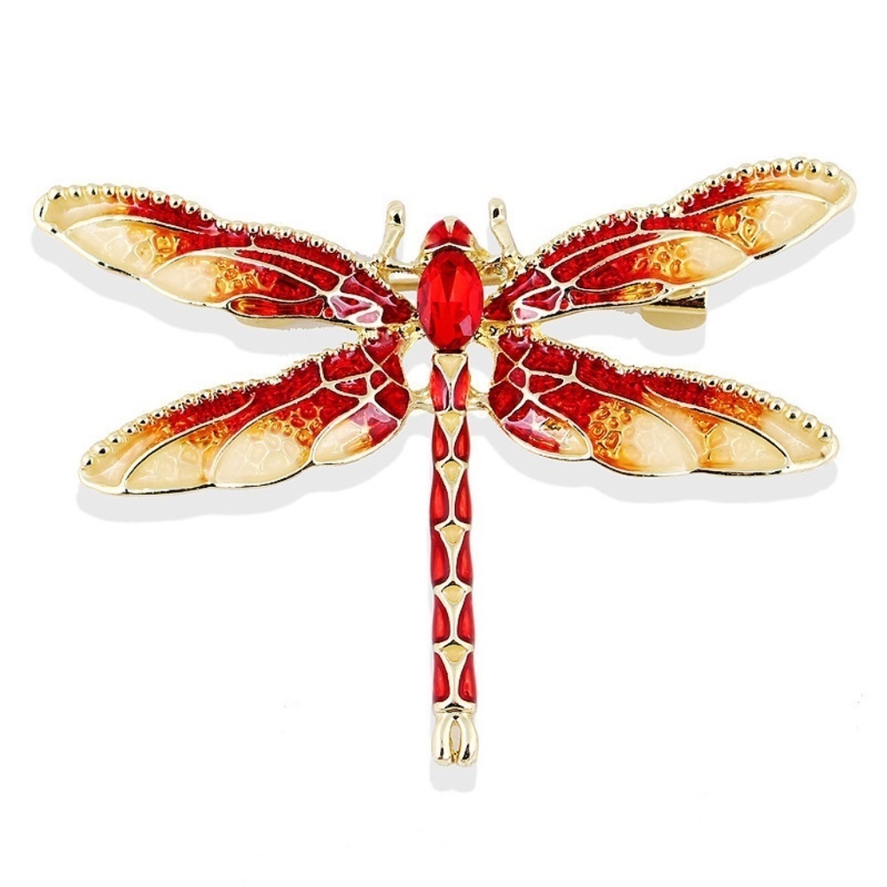*KAMIRA* Red Dragonfly Shape Fashion Brooch Pin